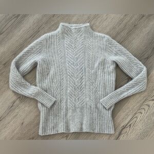 NEW Haven Well Within Pure Cashmere Cable Knit Roll Neck Sweater Grey Medium